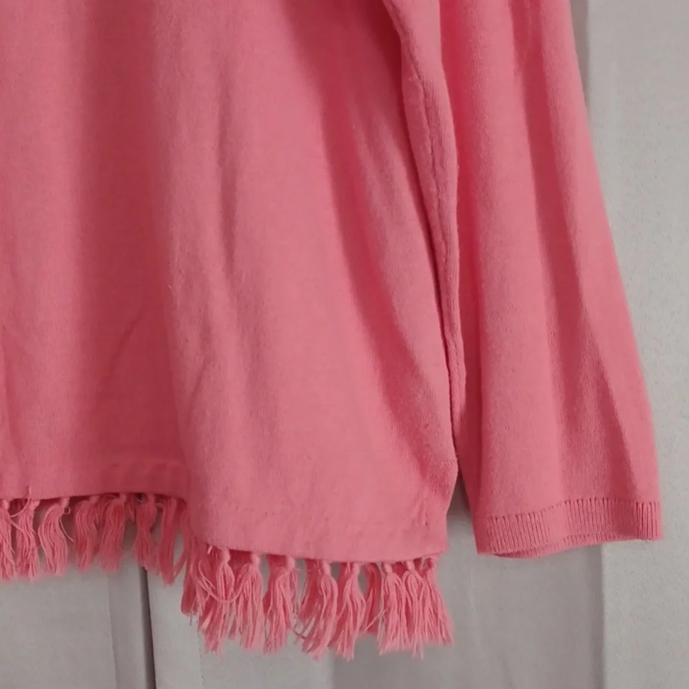 Talbots Tassel Fringe Cashmere Blend Lightweight Sweater Relaxed Fit Pink Coral